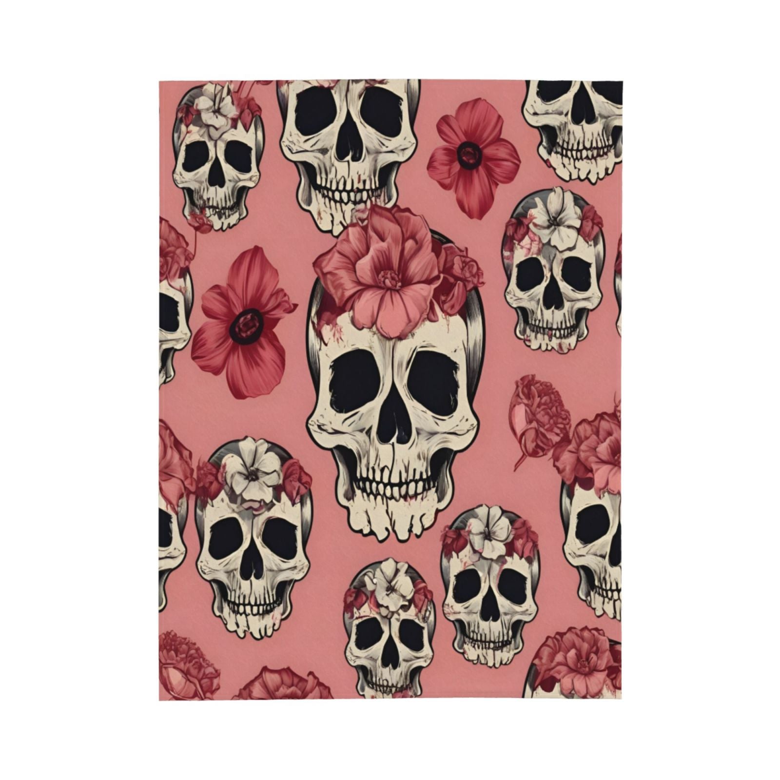 Rose Skull Throw Blanket Soft Lightweight Warm Cozy Plush Blanket for Couch Bed Sofa Valentine's Day