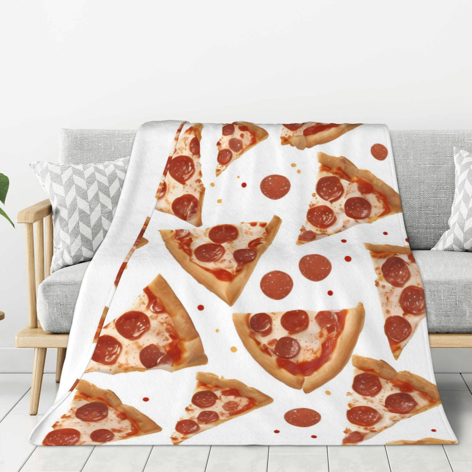 Pizaa Velvet Blanket Sofa Blanket Soft Lightweight Warm Cozy Sofa Bed Plush Blanket Valentine's Day Gifts Customized Gifts Personalized